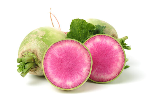 Watermelon radish, chinese red meat radish stock photo