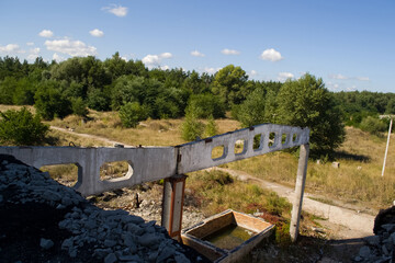 Chyhyryn Nuclear Power Plant. The building of the abandoned Ukrainian nuclear power plant Chigirinskaya. The ruins of buildings and structures. © Deniz