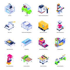 
Pack of Industrial Machines Isometric Icons 

