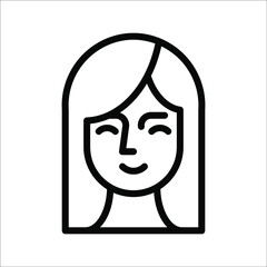 Woman beautiful face icon vector illustration on white background. color editable