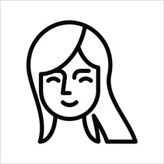 Woman beautiful face icon vector illustration on white background. color editable