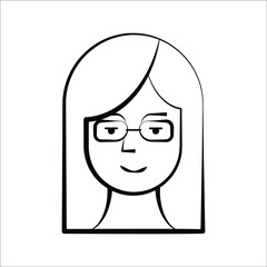 Woman beautiful face icon vector illustration on white background. color editable
