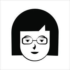 Woman beautiful face icon vector illustration on white background. color editable