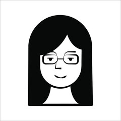 Woman beautiful face icon vector illustration on white background. color editable