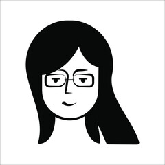 Woman beautiful face icon vector illustration on white background. color editable