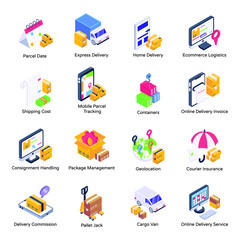 
Pack of Delivery Isometric Icons 

