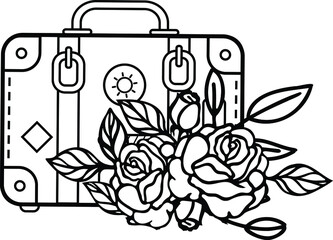 Floral Suitcase Vector Illustration
