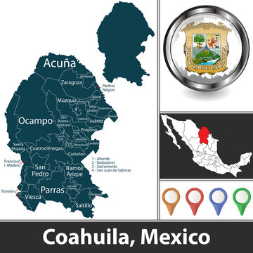 Map Of Coahuila, Mexico