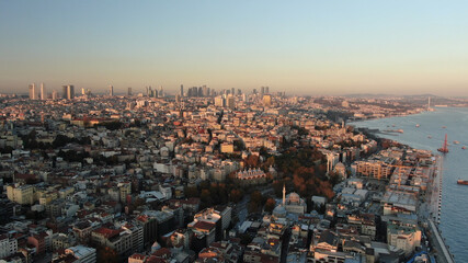 Fototapeta premium aerial view of the city in istanbul turkey