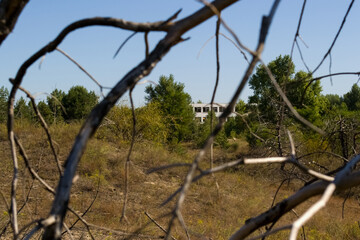 Chyhyryn Nuclear Power Plant. The building of the abandoned Ukrainian nuclear power plant Chigirinskaya. The ruins of buildings and structures. © Deniz