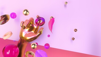 gold hand, 3d illustration render
