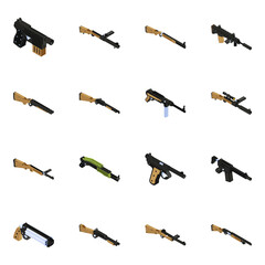 
Pack of Gun Isometric Icons

