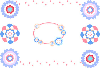 ボタニカル花フレーム赤