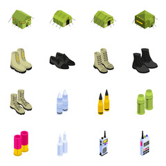 
Set of Military Isometric Icons 

