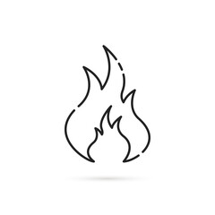 black thin line flame or fire icon
