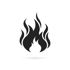 black fire icon or flame logo