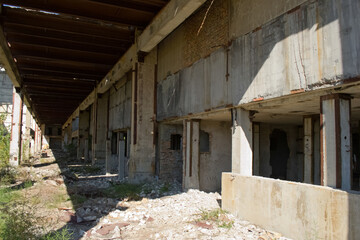 Chyhyryn Nuclear Power Plant. The building of the abandoned Ukrainian nuclear power plant Chigirinskaya. The ruins of buildings and structures. © Deniz