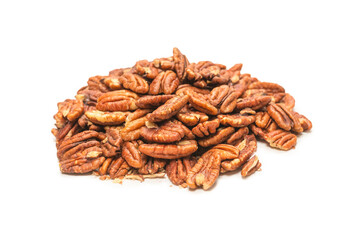 Pecan-nut isolated on white background. Top view.
