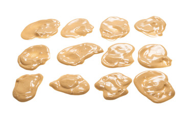 Mushroom sauce splashes isolated on white background.