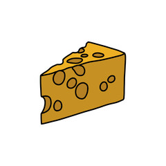 cheese doodle icon, hand draw vector illustration