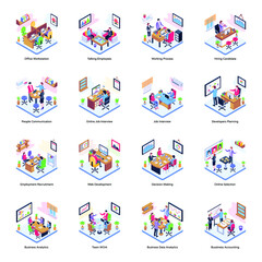 Pack of Business Conference Isometric Illustrations