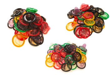 Colorful condoms background.
