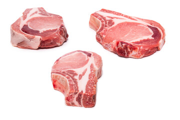 Raw pork isolated on white background.
