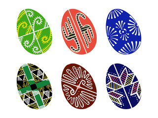 Easter eggs Hand drawing Ukrainian folk Pysanka 