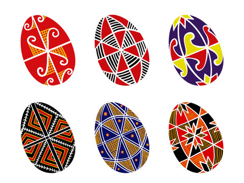 Easter eggs Hand drawing Ukrainian folk Pysanka 