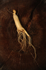 ginseng and slices ,medicine background.