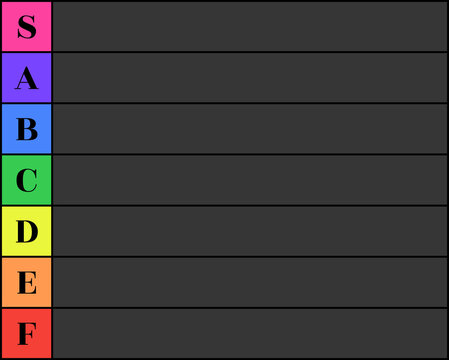 Tier list. Vertical colorful list of categories. Comparative rating. Vector illustration