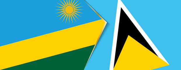Rwanda and Saint Lucia flags, two vector flags.