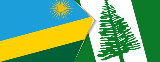 Fototapeta na wymiar Rwanda and Norfolk Island flags, two vector flags.