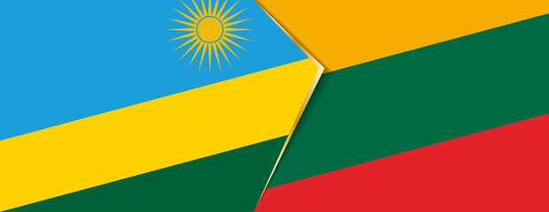 Rwanda and Lithuania flags, two vector flags.