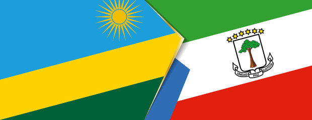 Rwanda and Equatorial Guinea flags, two vector flags.