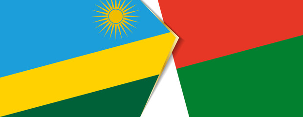 Rwanda and Madagascar flags, two vector flags.