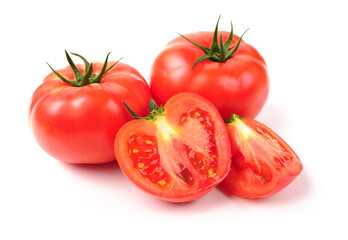 fresh tomatoes on white background.