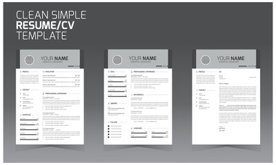 Professional cv, resume template of two pages with cover letter ,  Minimalist 
a4 format business work hr interview document vector illustration