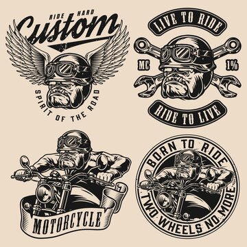 Motorcycle vintage designs set