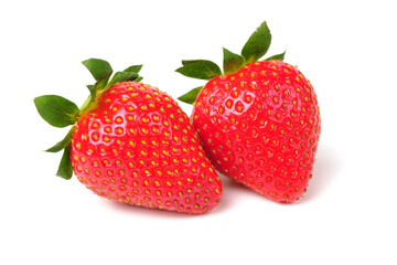 Strawberries with leaves.