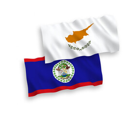 Flags of Cyprus and Belize on a white background
