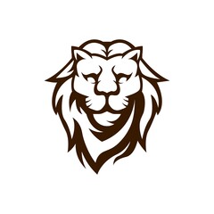 Fototapeta na wymiar Lion Mascot Logo Design Illustration Vector Black and White Version