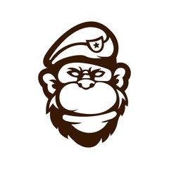 black and white version of  a Monkey design illustration
