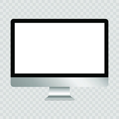 Blank monitor. Realistic computer monitor isolated on transparent background. Vector illustration. - obrazy, fototapety, plakaty