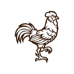 Vector illustration of a chicken.black and white version