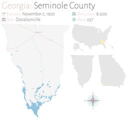 Large and detailed map of Seminole county in Georgia, USA.