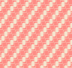 Coral seamless pattern in vintage style. Buttercream beige ornament on a pink background. Old fashioned wallpaper. Trendy fabric design