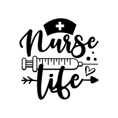 Mom Wife Nurse - Caligraphy with vaccine. Good for greeting card, T shirt print, banner, textile print, and gift design.