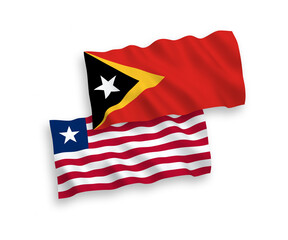 Flags of Liberia and East Timor on a white background