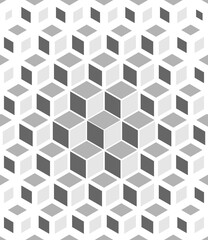 Seamless abstract geometric pattern with grey cubes